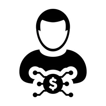 Digital dollar currency icon vector symbol with male user person profile avatar Stock Illustration