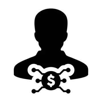 Digital dollar currency icon vector symbol with male user person profile avatar Stock Illustration