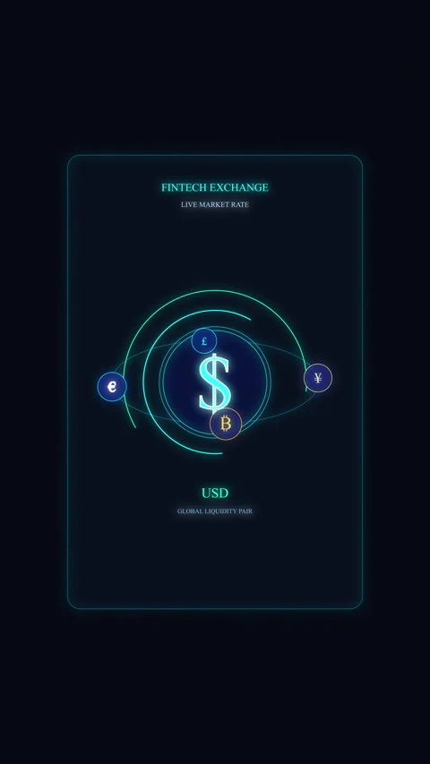 Digital dollar icon with interface HUD elements, financial data analytics Stock Footage 348328879