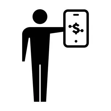 Digital dollar icon vector currency symbol with male user person profile av.. Stock Illustration