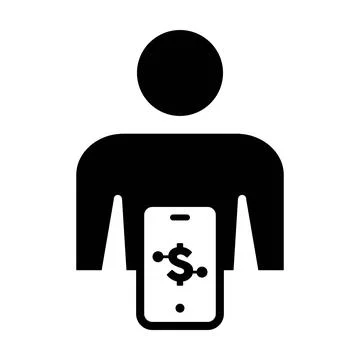 Digital dollar icon vector currency symbol with male user person profile av.. Stock Illustration