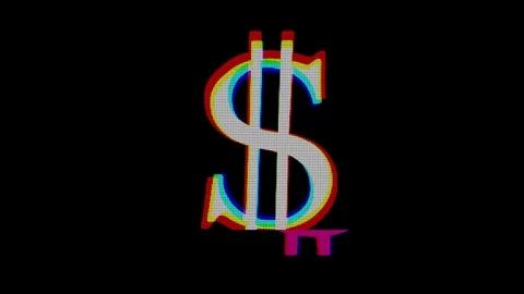 Digital dollar sign glitch interference seamless loop - new dynamic financial Stock Footage 81160093
