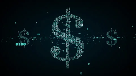 Digital Dollar Symbols Blue Video stock 52549959