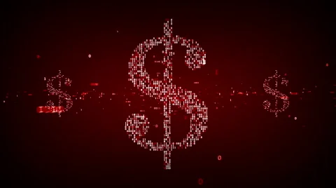 Digital Dollar Symbols Red Stock Footage 52550257