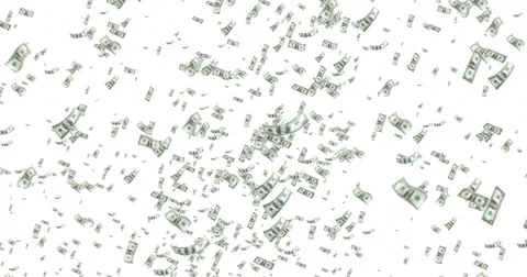 Digital dollars flying in vortex on white background with fade out Видео 52496092