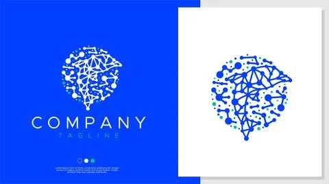 Digital dolphin logo design template. Modern circle wild animal logo vector. Stock Illustration