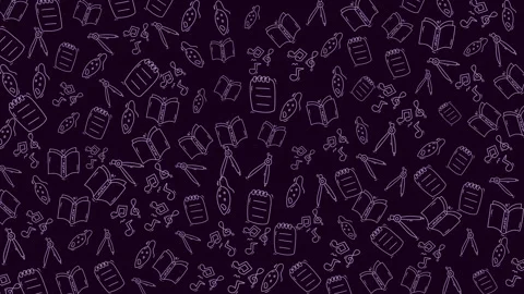 Digital doodle pattern of school supplies including books, pens, scissors a.. Stock Footage 327064445