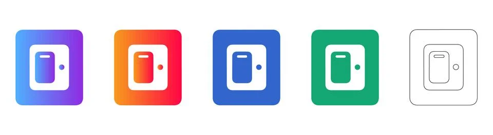 Digital Door Access and Security Icons Stock Illustration