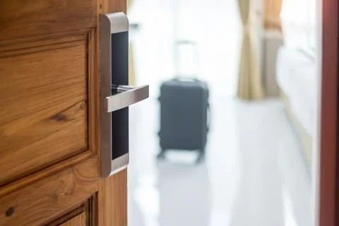 Digital door handle or Electronics knob for room security, wooden door openin Photos