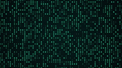 Digital dot grid with glowing particles flickering seamless loop animation Video stock 347073616