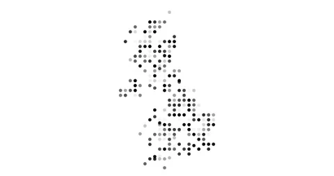 Digital Dot Matrix Map of Great Britain Stock Footage 312639542