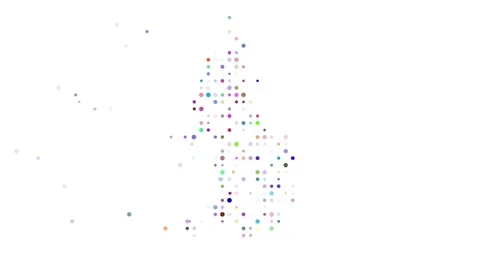 Digital Dots Flying Inward to Construct Liechtenstein Silhouette Graphic Stock Footage 318518155