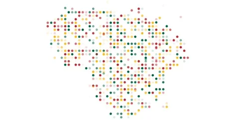 Digital Dots Flying Inward to Construct Lithuania Silhouette Graphic Stock Footage 318526574