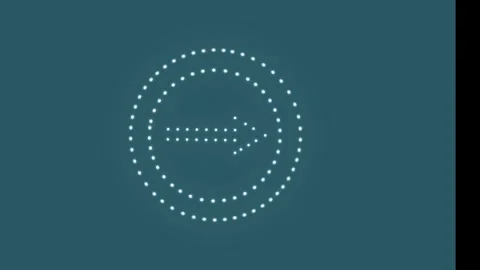 Digital dotted arrow symbols pulsing inside glowing circular frames against Stock Footage 346040712