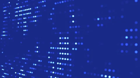 Digital Dotted Light Patterns on Deep Blue Background Stock Footage 305379480