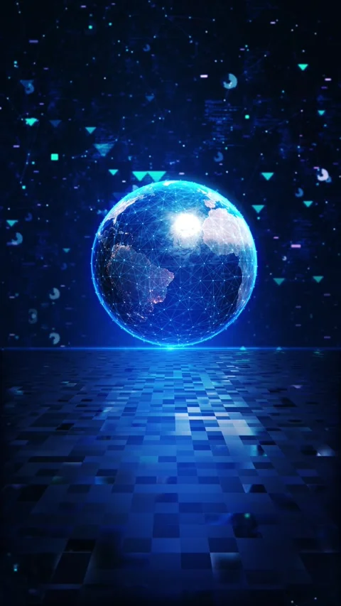 Digital dotted planet earth animation black background. Rotating stylized world Stock Footage 333964886