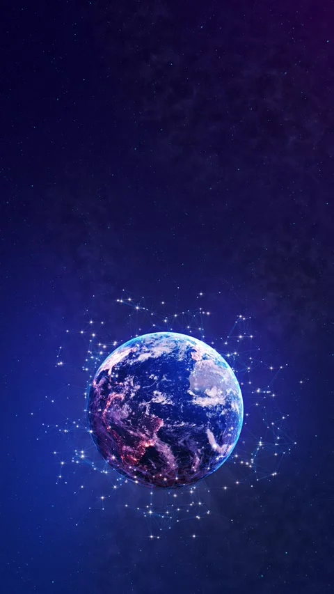 Digital dotted planet earth on a black background for layer compositing. world Stock Footage 333961561