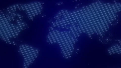 Digital Dotted World Map Background Animation with Glowing Blue Points Pattern Stock Footage 331570524