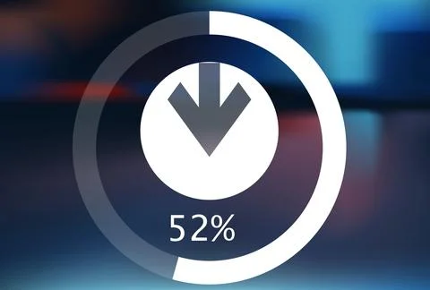 Digital download icon with progress bar on a black background. イラスト素材