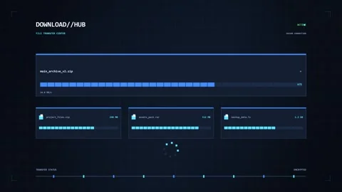 Digital Download Interface Displaying File Transfer Progress Data Processin.. Vídeos de archivo 347361687