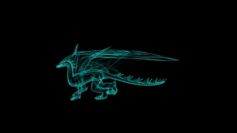 Digital Dragon Wireframe Design Highlighting Futuristic Abstract Art in Ill.. 動画素材 343591478
