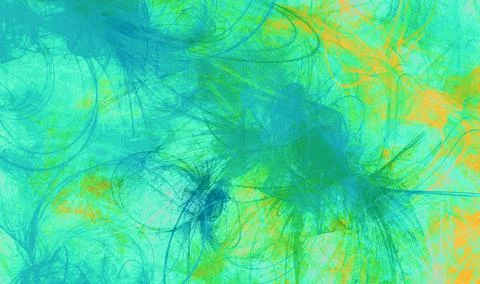Digital drawing background.  Dynamic paint shapes in yellow and blue tones. Stock Illustration