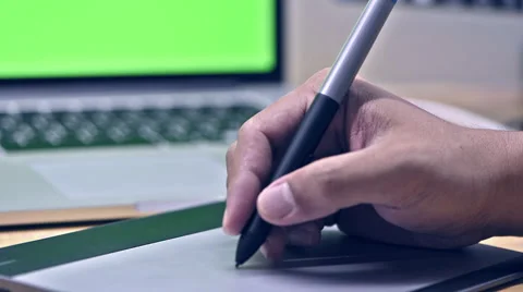 Digital drawing (Blur green Screen) blue tone Stock Footage 48705136