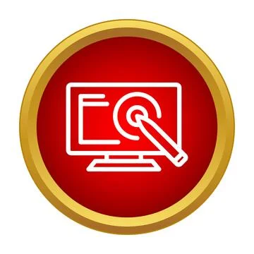 Digital drawing creating graphic design on monitor screen Illustrazione stock