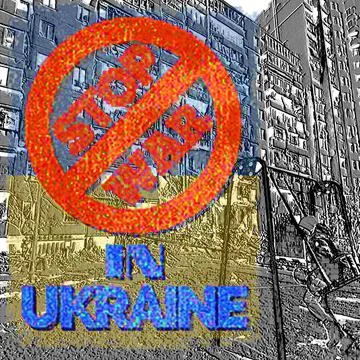Digital drawing in gray tones - Stop war in Ukraine.#2 Stock Illustration