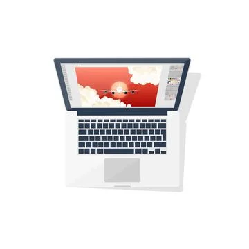 Digital drawing. Personal computer, laptop. Graphics and web design. Flat style Stock Illustration