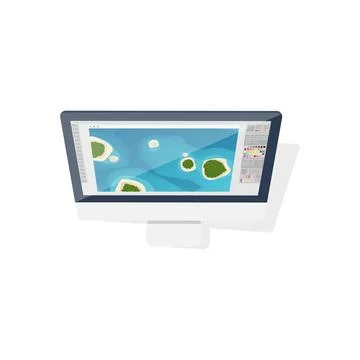 Digital drawing. Personal computer, laptop. Graphics and web design. Flat style Stock Illustration