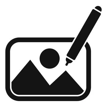Digital drawing tablet being used to create simple landscape Stock Illustration