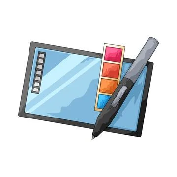 Digital Drawing Tablet With Stylus illustration Stock Illustration