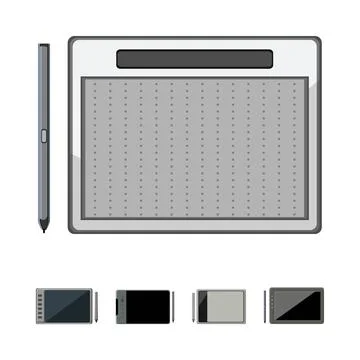 Digital drawing tablet technology with stylus pen 스톡 일러스트