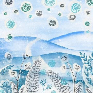 Digital drawing winter background. for decorating your design Stock Illustration