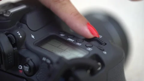Digital dslr camera use ring buttons closeup. View in low focus. Stock Footage 167244632