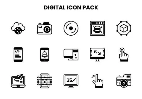 Digital DuoTone Design Icons Pack Illustrazione stock