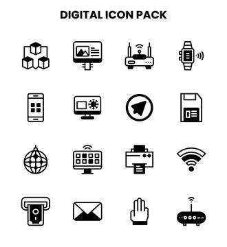 Digital DuoTone Design Icons Pack Illustrazione stock