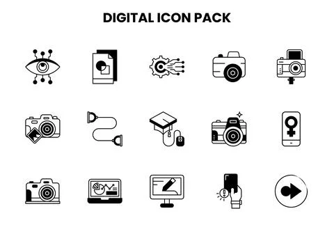 Digital DuoTone Icons Pack Stock Illustration