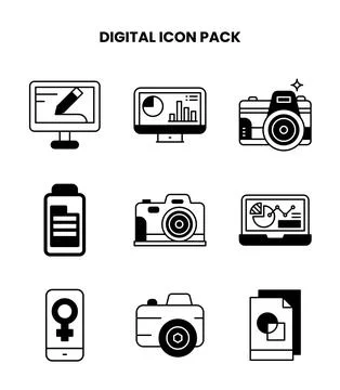 Digital DuoTone Scalable Icons Pack 스톡 일러스트