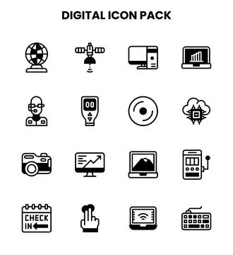 Digital DuoTone Scalable Icons Pack 库存插图