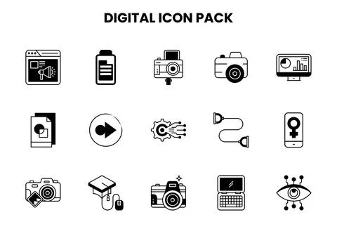 Digital DuoTone UI Icons Pack Stock Illustration