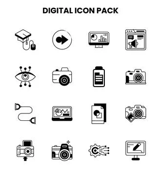 Digital DuoTone UI Icons Pack 스톡 일러스트