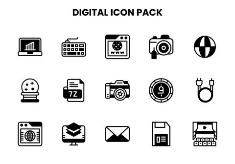 Digital DuoTone UI Icons Pack Stock Illustration
