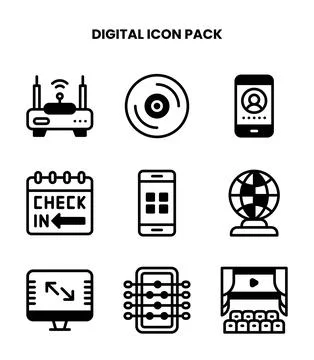 Digital DuoTone Vector Icons Pack 库存插图