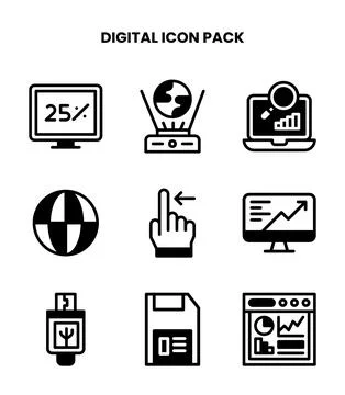 Digital DuoTone Vector Icons Pack Stock Illustration