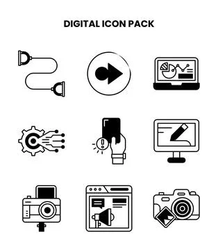 Digital DuoTone Vector Icons Pack Stock Illustration