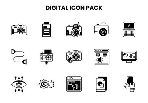 Digital DuoTone Vector Icons Pack Stock Illustration