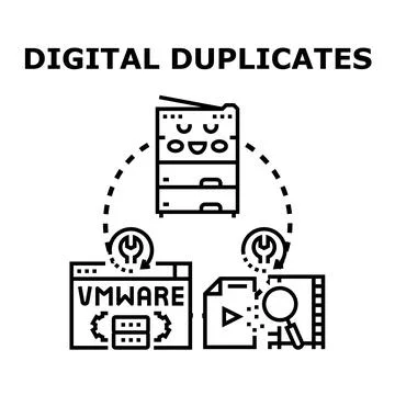 Digital duplicates concept for data server virtualization process Stock Illustration