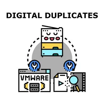 Digital duplicates concept for data server virtualization process イラスト素材